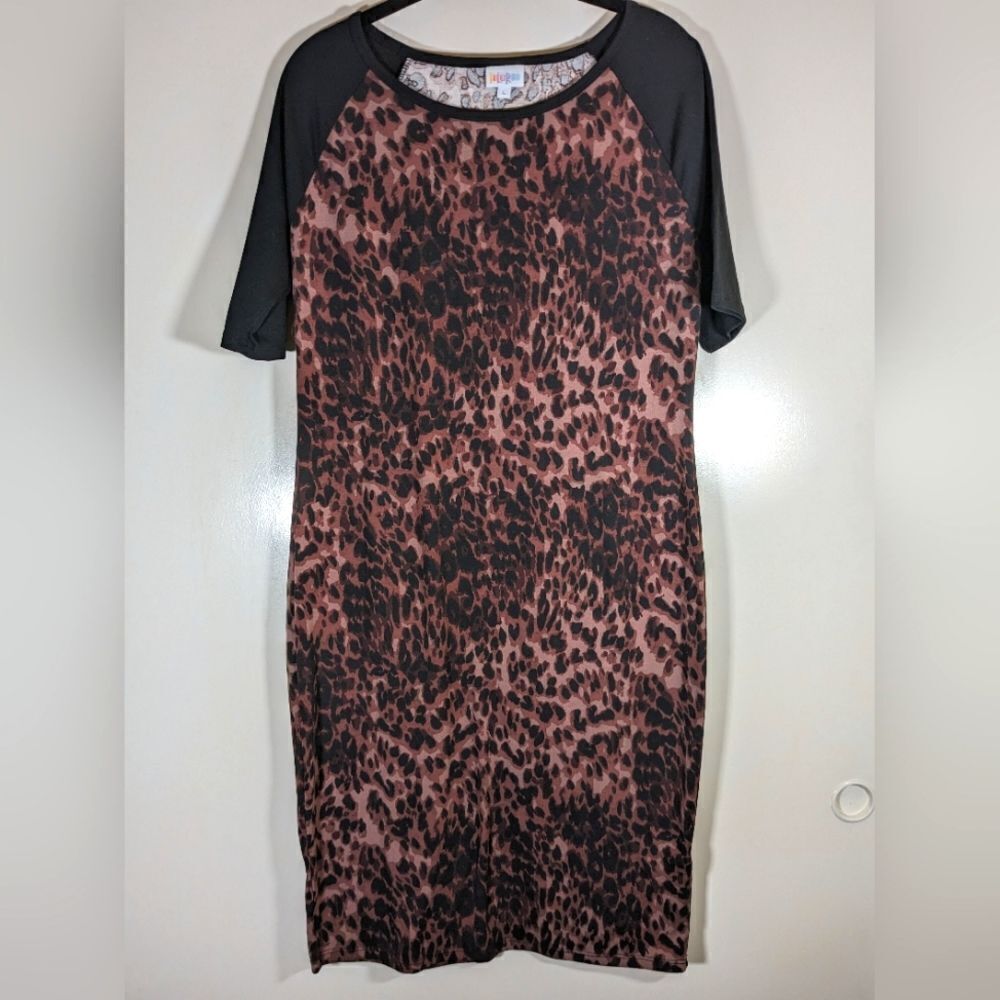 LuLaRoe Leopard Print Randy T Dress Size Large
